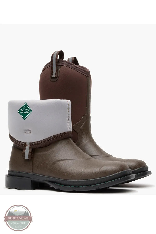 Muck Boot Co. MCHWW90 Women's Mid Western Work Boot in Brown, shaft rolled down