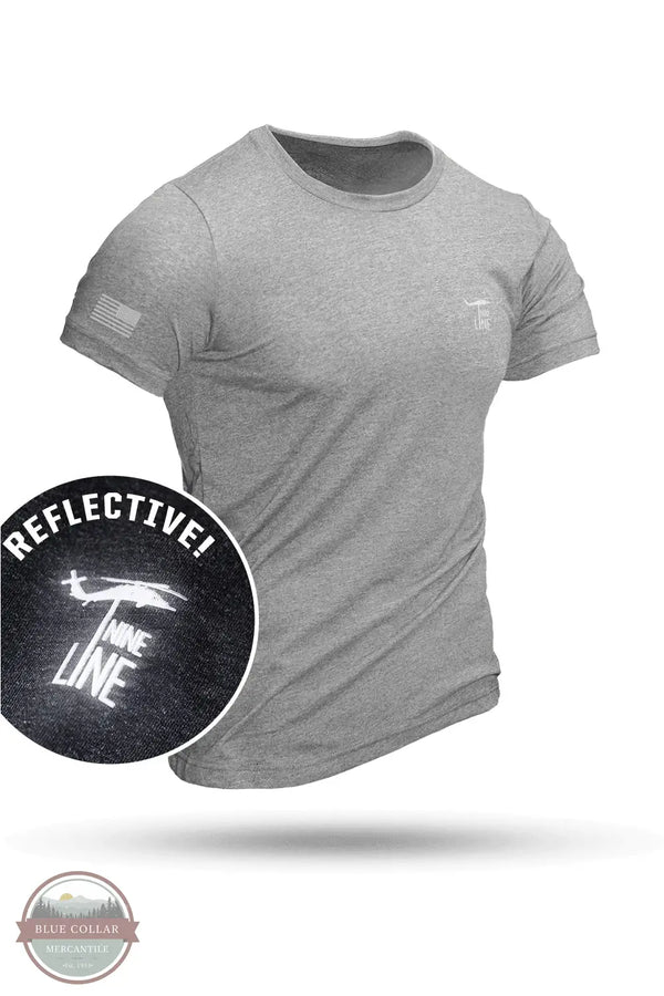 Nine Line Apparel REFLECTBASIC-TSTRI Core Drop Line Reflective Short Sleeve T-Shirt in grey, front