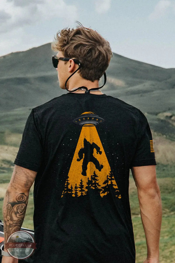 Nine Line Apparel UFOSQUATCH-TSTRI-SOLIDBLACKTRIBLEND UFO Squatch T-Shirt in Black, model