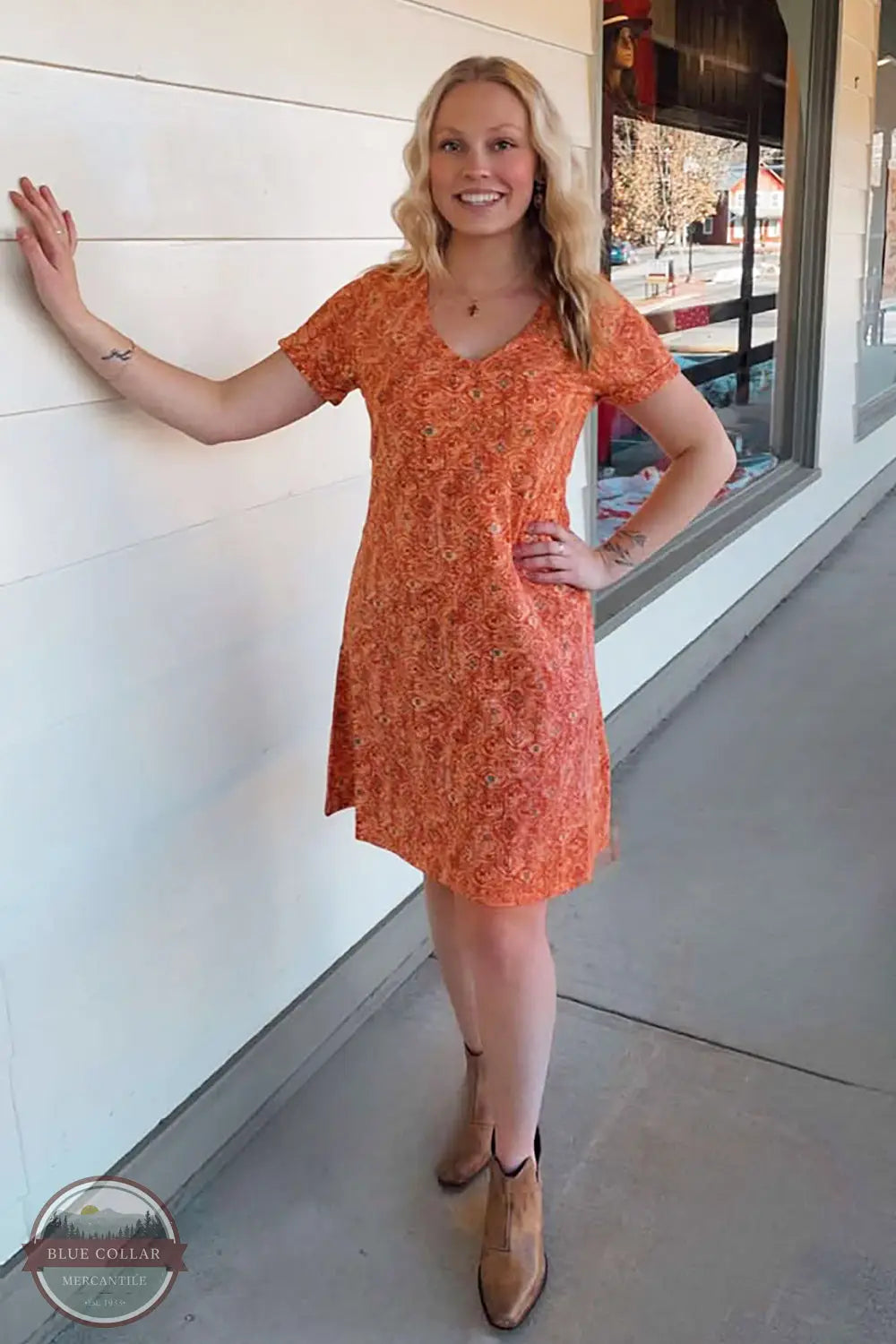 Tencel Knit V-Neck Short Sleeve Dress NRL0043