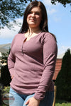North River Apparel NRL2556 Ladies Mini Waffle Notch Henley Shirt Medium Plum Color View