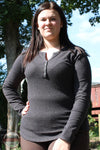 North River Apparel NRL2556 Ladies Mini Waffle Notch Henley Shirt Charcoal color view