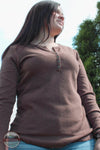 North River Apparel NRL2556 Ladies Mini Waffle Notch Henley Shirt Earth Brown Color view