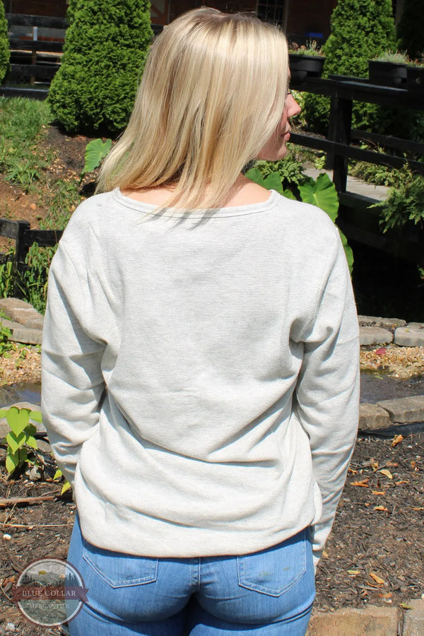 North River Apparel NRL2556 Ladies Mini Waffle Notch Henley Shirt Natural Heather Back View