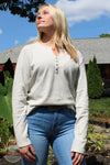 North River Apparel NRL2556 Ladies Mini Waffle Notch Henley Shirt Natural Heather Front view
