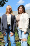 North River Apparel NRL2570 Ladies Yarn Waffle Knit Cardigan Sweater in Oatmeal and Wild Wind (Grey) both colors shown