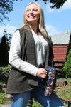 North River Apparel NRL2571 Ladies Yarn Waffle Knit Vest Cardigan Sweater Ivy Jamie Lynn front