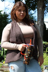 North River Apparel NRL2571 Ladies Yarn Waffle Knit Vest Cardigan Sweater Peppercorn Adrianna