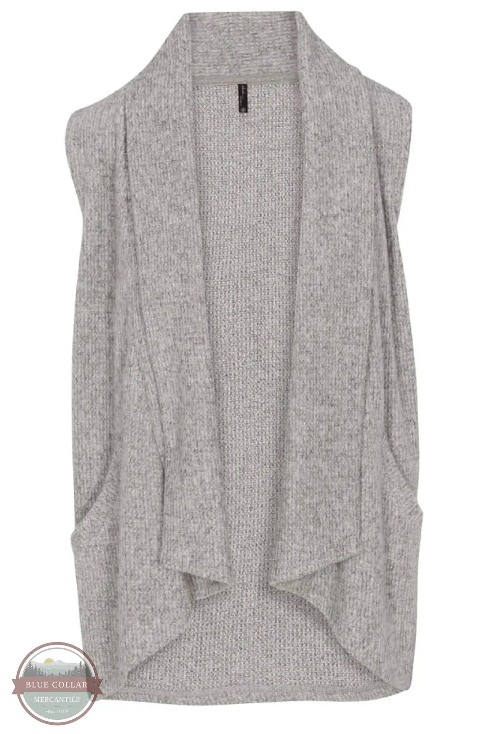 North River Apparel NRL2571 Ladies Yarn Waffle Knit Vest Cardigan Sweater Silver Front