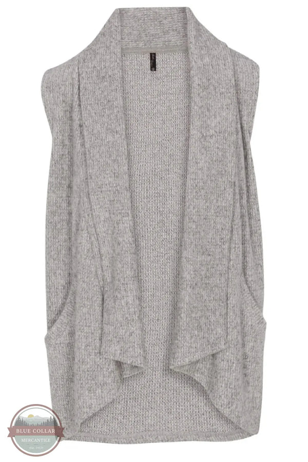 North River Apparel NRL2571 Ladies Yarn Waffle Knit Vest Cardigan Sweater Silver Front