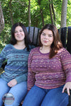 North River Apparel NRL2586 Ladies Printed Mini Waffle Crew Neck w/ Metal Button Cuff Savannah and Adrianna