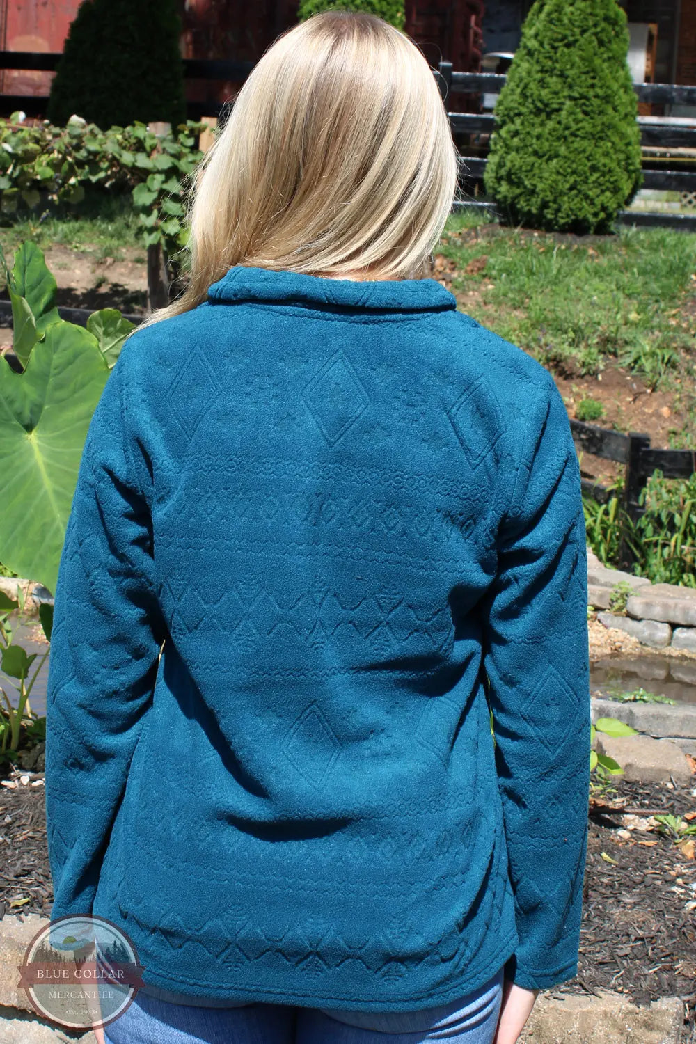 North River Apparel NRL2596 Ladies Mock Neck Fleece w/ Snap Placket Legion Blue Jamie-Lynn back