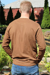 North River Apparel NRM2209 Men's Solid Suede 3 Button Henley Long Sleeve Shirt Conner Cub Brown Back view