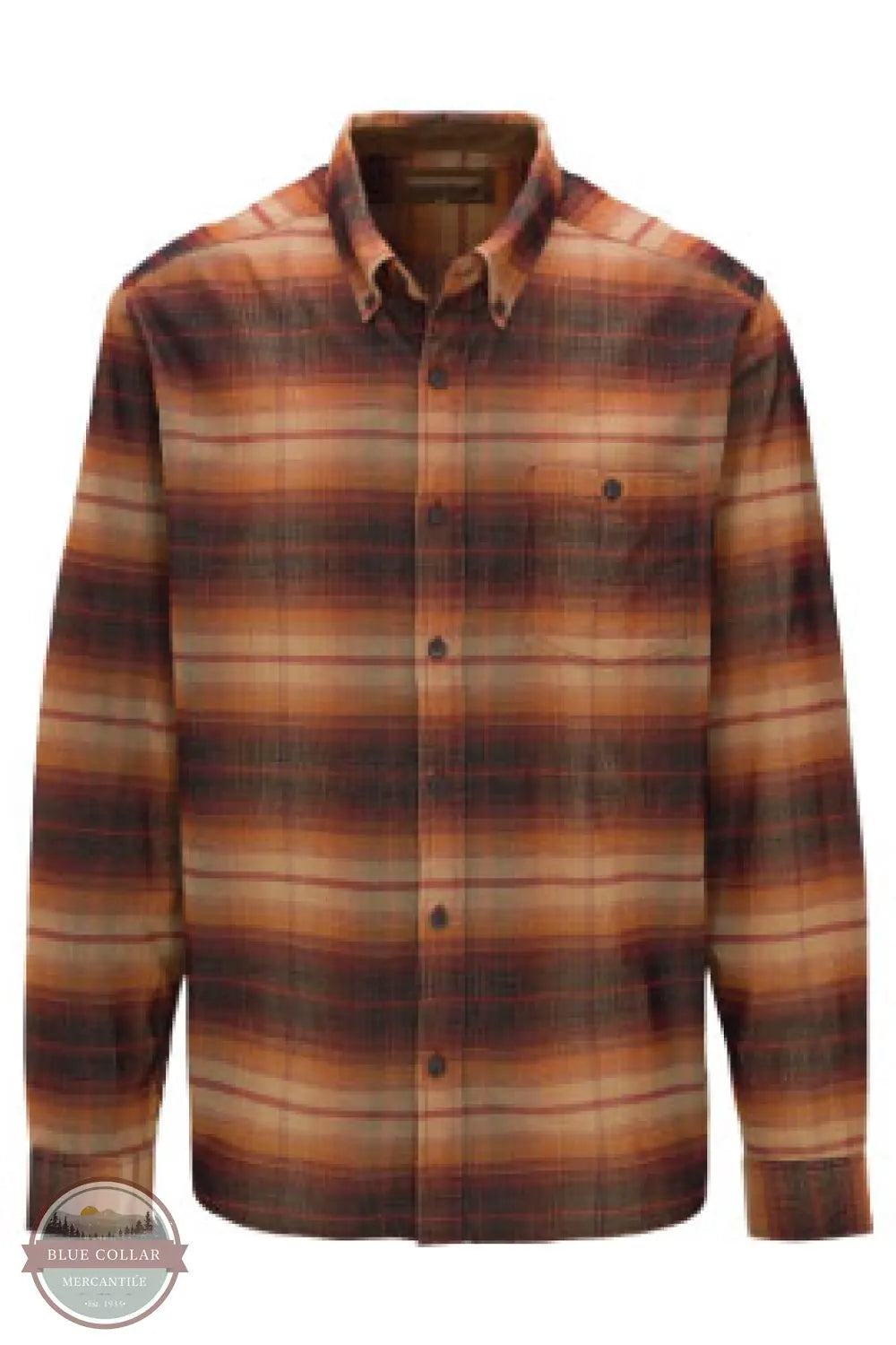 North River Apparel NRM6398 Men's Button Down Plaid Corduroy Shirt Henna Rust Red front view