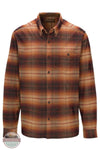 North River Apparel NRM6398 Men's Button Down Plaid Corduroy Shirt Henna Rust Red front view