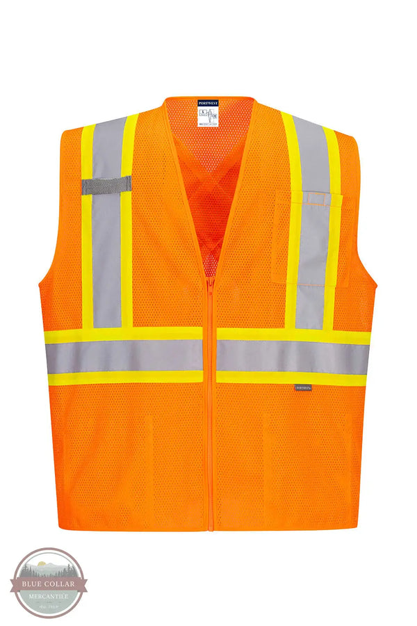 Portwest CA101 X-Back Contrast Tape Hi-Vis Vest in orange, front