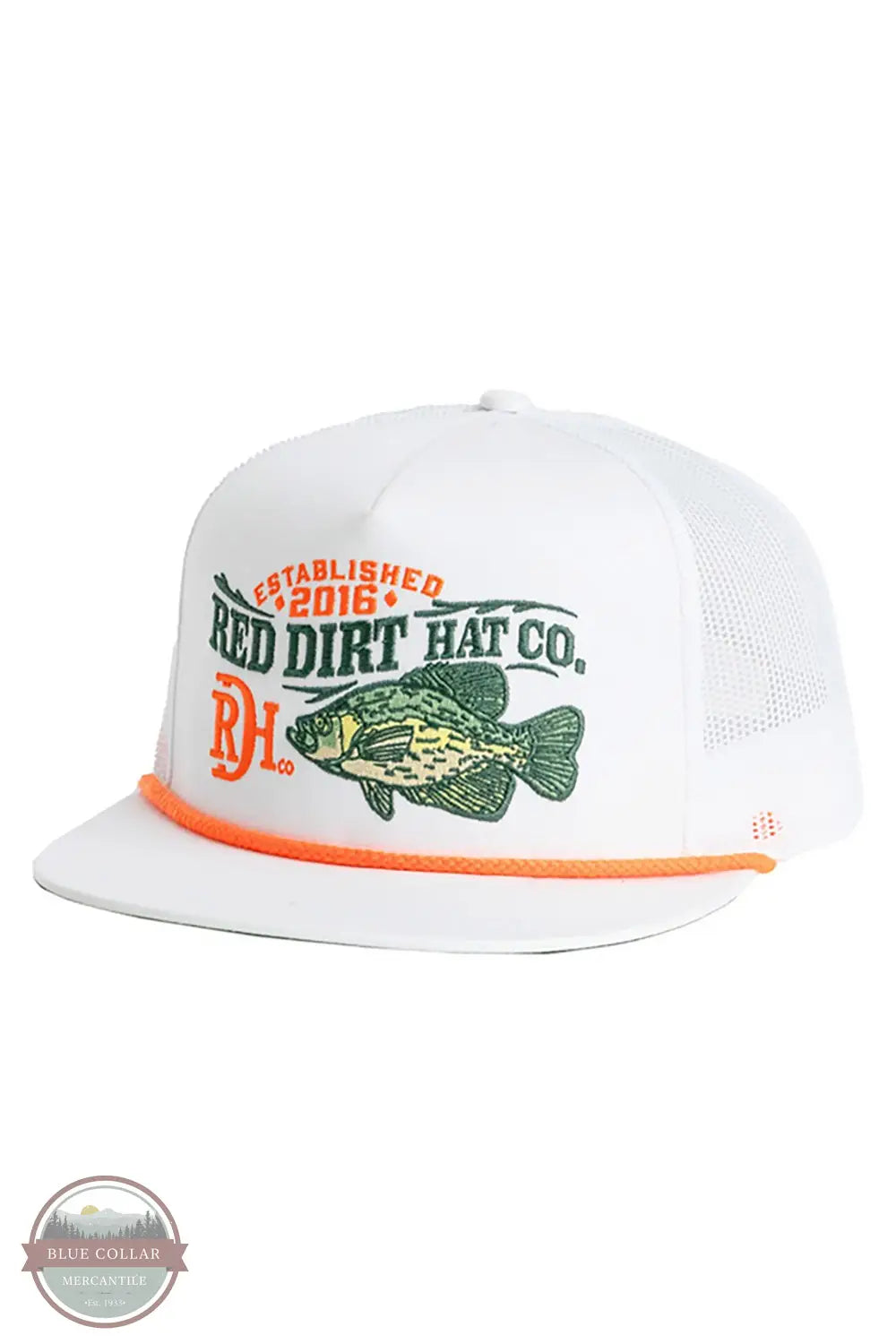 Red Dirt Hat Company RDHC-529 Hooked White With Orange Rope Cap, front