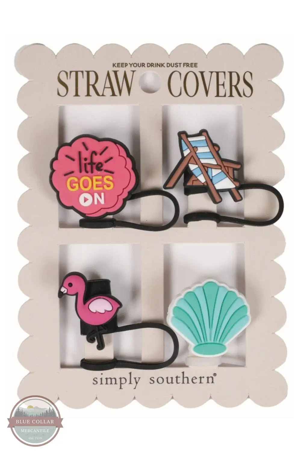 Simply Southern 0125-STRAWCOVER Straw Covers, flamingo