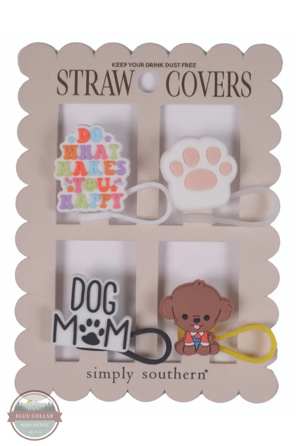 Simply Southern 0125-STRAWCOVER Straw Covers, pawprint