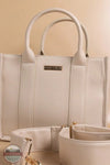 Simply Southern 0125-BAG-LTHR-CRSBDY-MKNS Leather Tote Crossbody Bag in Cream, front