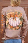 Simply Southern LS-PUMPKIN-ARMY Hello Pumpkin Long Sleeve T-Shirt model view