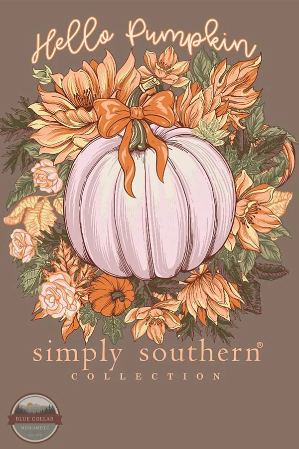 Simply Southern LS-PUMPKIN-ARMY Hello Pumpkin Long Sleeve T-Shirt print image
