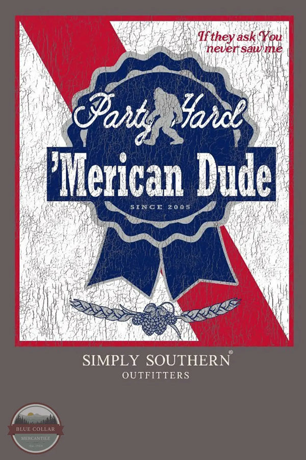 Simply Southern MN-SS-RIBBON-IRONHTHR 'Merican Dude Short Sleeve T-Shirt graphic image