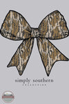 Simply Southern SS-CAMOBOW-ASHGRY Camo Bow Short Sleeve T-Shirt in Ash Grey imprint only