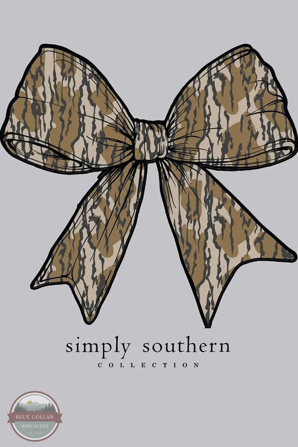 Simply Southern SS-CAMOBOW-ASHGRY Camo Bow Short Sleeve T-Shirt in Ash Grey imprint only