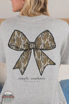 Simply Southern SS-CAMOBOW-ASHGRY Camo Bow Short Sleeve T-Shirt in Ash Grey on model