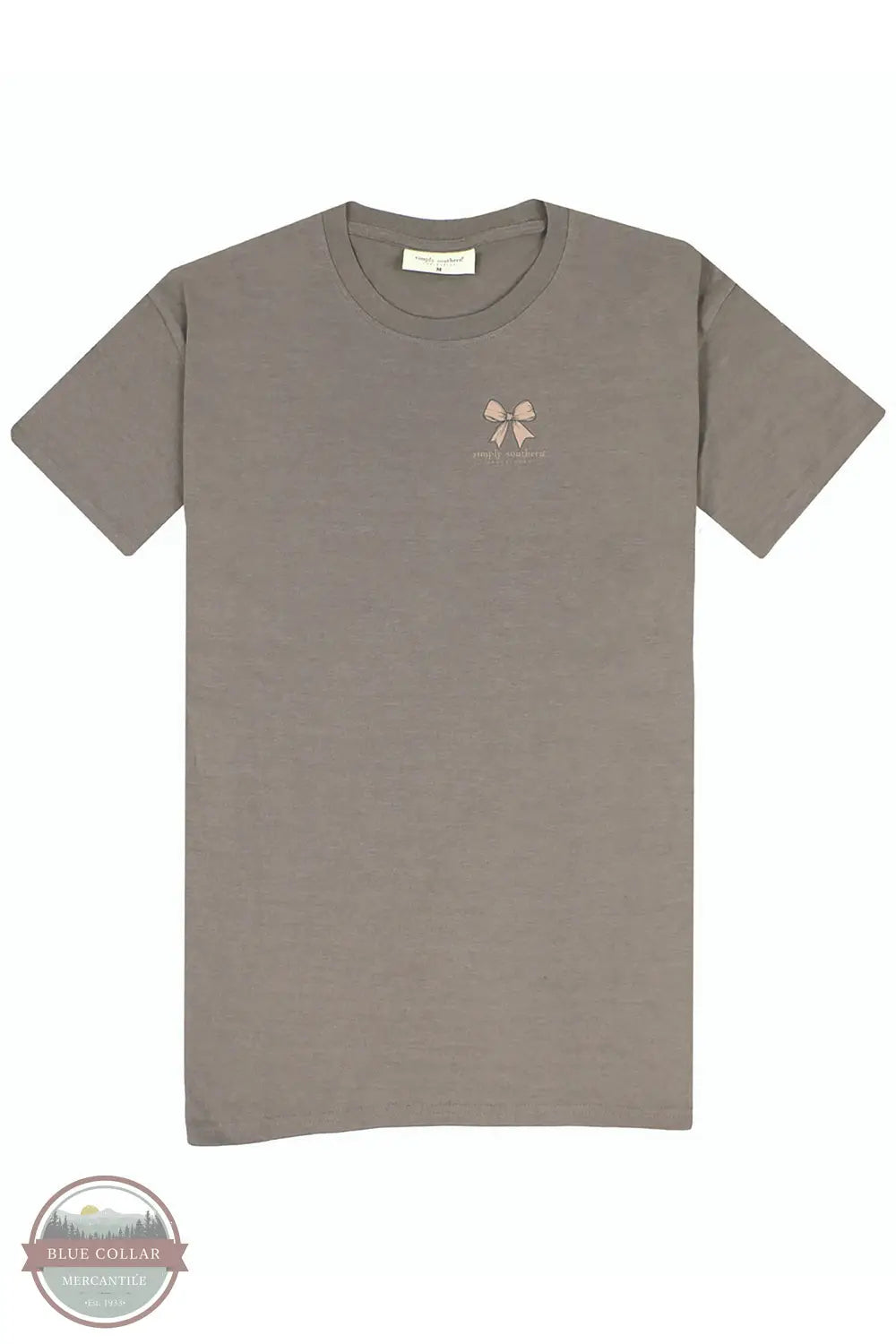 Simply Southern YTH-SS-CAMOBOW-DESERTHTHR Pink Camo Bow T-Shirt in Brown, front view