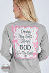 Simply Southern LS-REST-SPORTGRY "Doing My Best, Letting God Do The Rest" Long Sleeve-Shirt on model view