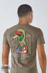 Simply Southern MN-SS-TREEDUCK-DESERTHTHR Mullet Duck Short Sleeve T-Shirt in Brown, model