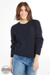 Simply Southern PP-0225-SWTR-EMMA-NAVY Emma Cable Knit Sweater in Navy Blue on model