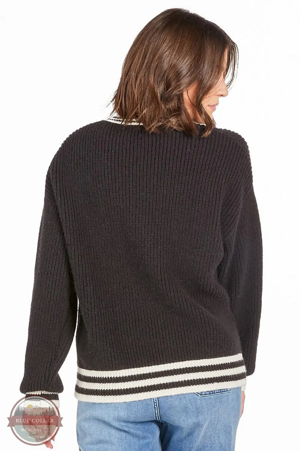 Simply Southern PP-0225-SWTR-HARPER-FTBALL Football Bow Vintage Sweater in Black back view