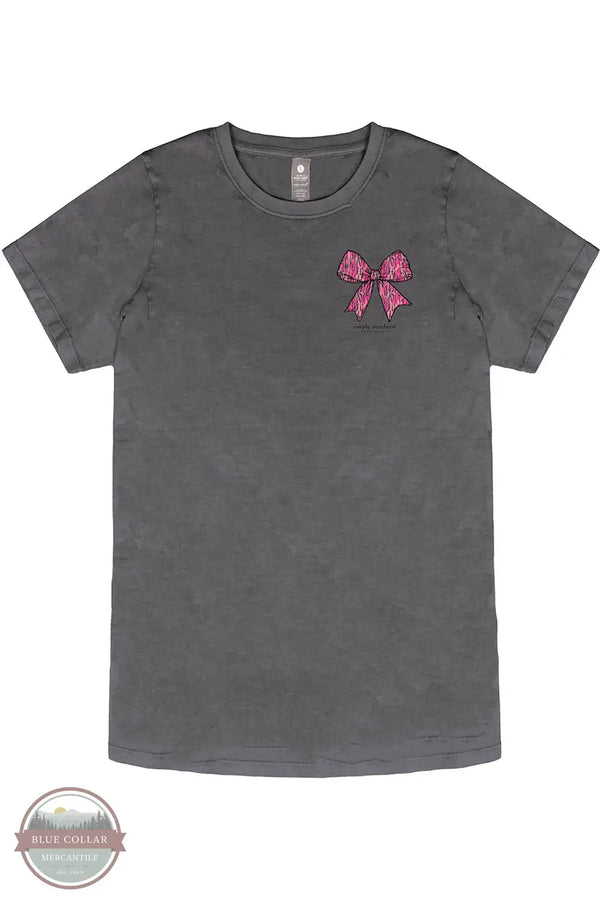 Simply Southern SS-CAMOBOW-WSHCOAL Camo Bow Short Sleeve T-Shirt in Charcoal, front
