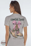 Simply Southern SS-COWGIRLBOOT-FOG Camo Cowgirl Boot with Bow Short Sleeve T-Shirt in Gray, rear