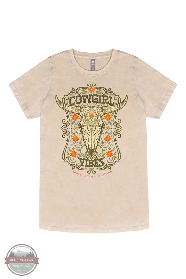 Simply Southern SS-COWGIRLVIBES-WSHECRU Cowgirl Vibes Short Sleeve T-Shirt in Tan, front