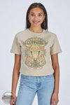 Simply Southern SS-COWGIRLVIBES-WSHECRU Cowgirl Vibes Short Sleeve T-Shirt in Tan, model