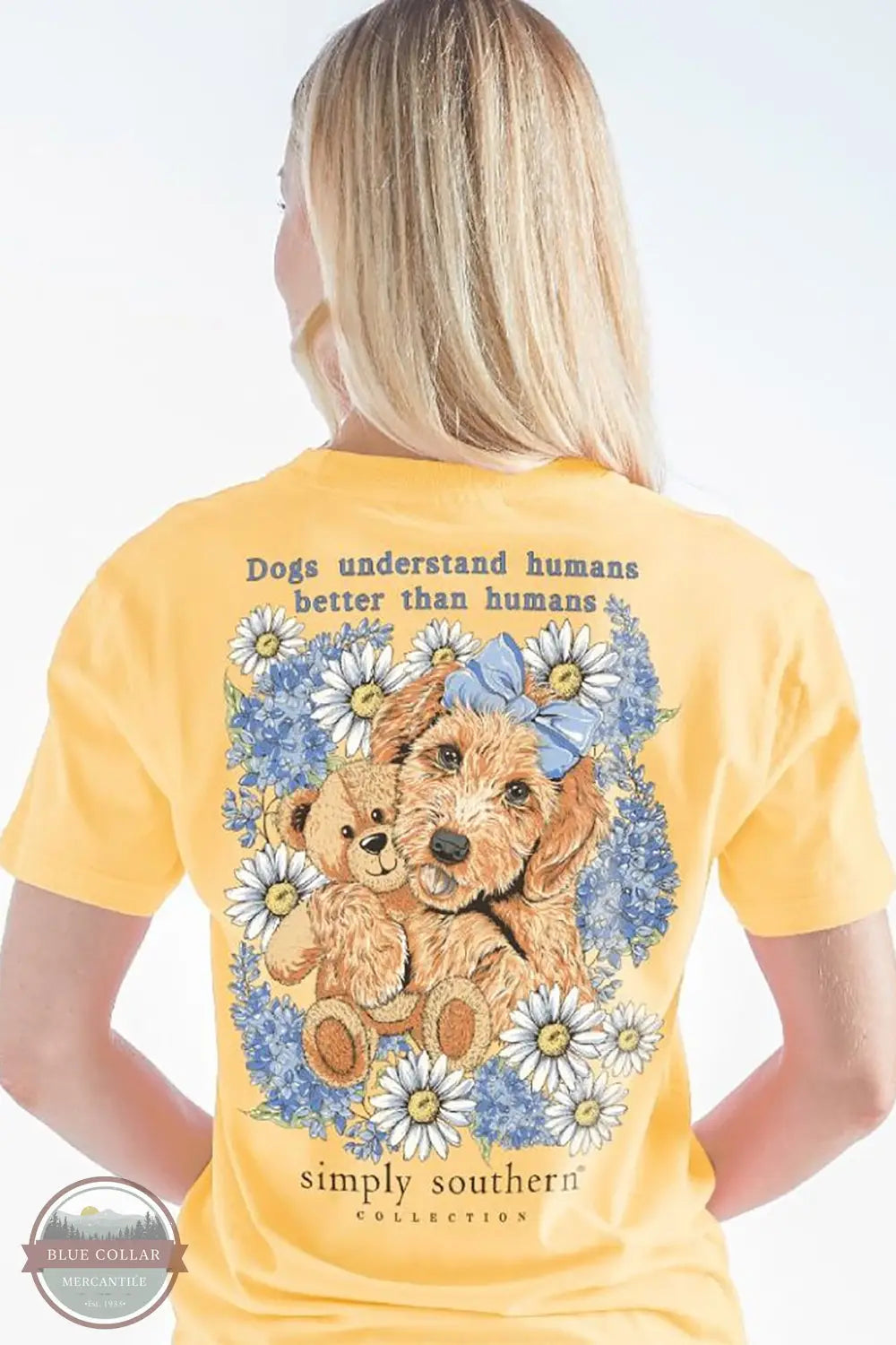 Simply Southern SS-DOGTEDDY-YLWHZ Dogs Understand Humans Short Sleeve T- Shirt in Yellow, rear