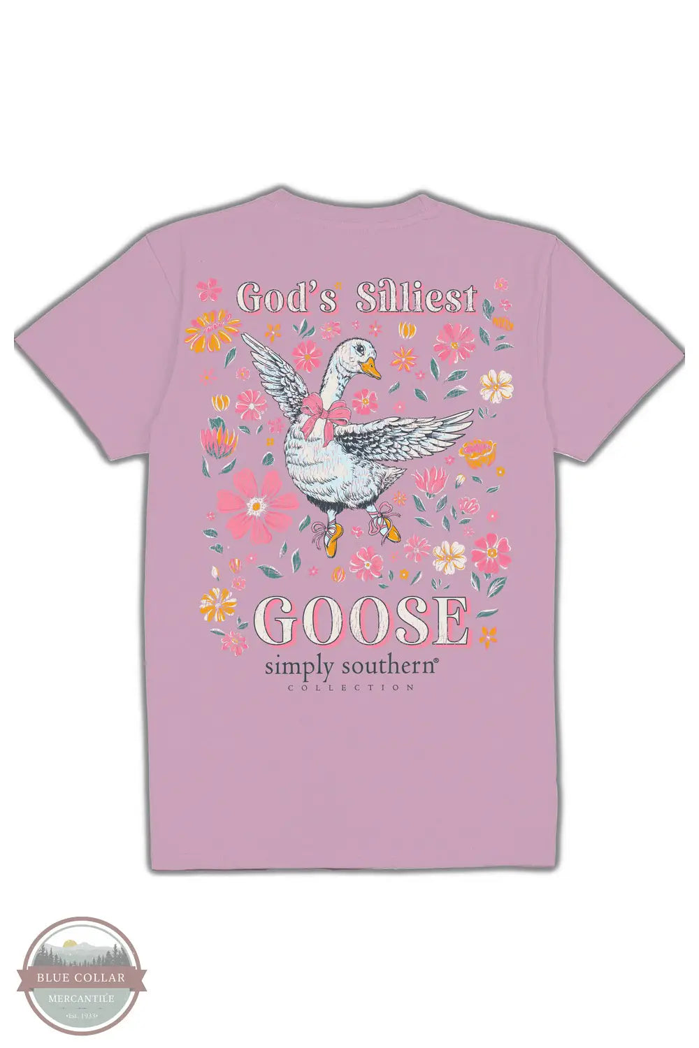 Simply Southern SS-GOOSE-WSTERIA God's Silliest Goose Short Sleeve T-Shirt in Purple, rear