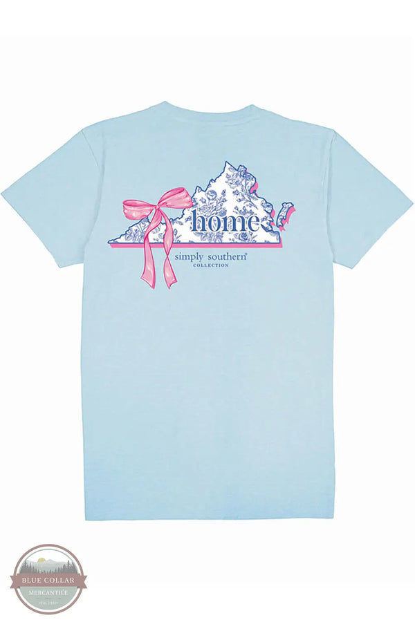 Simply Southern SS-HOME-VA-ICE Floral Virginia With Pink Bow in Light Blue, rear