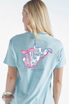 Simply Southern SS-HOME-WV-ICE Floral West Virginia With Pink Bow in Light Blue, model