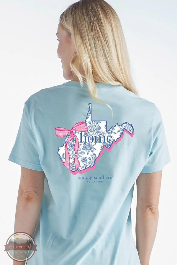 Simply Southern SS-HOME-WV-ICE Floral West Virginia With Pink Bow in Light Blue, model