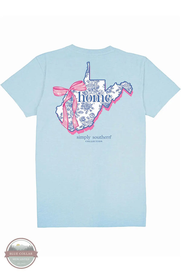 Simply Southern SS-HOME-WV-ICE Floral West Virginia With Pink Bow in Light Blue, rear