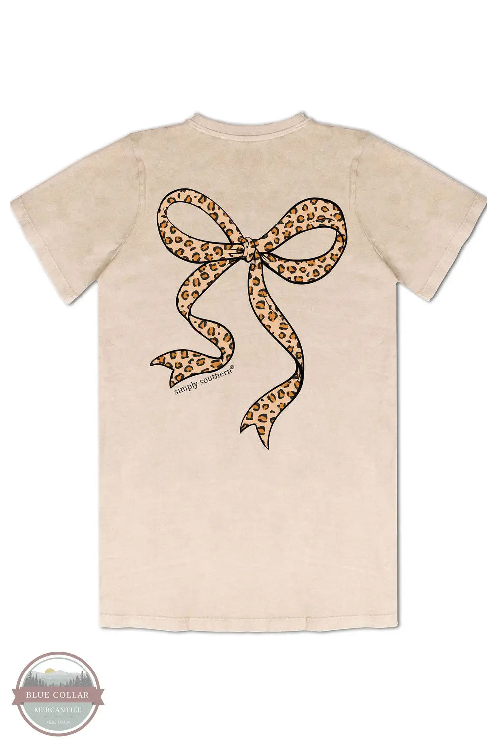 Simply Southern SS-LEOBOW-WSHECRU Leopard Bow Short Sleeve T-Shirt in Tan, rear
