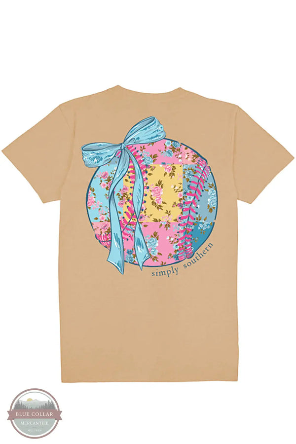Simply Southern SS-PATCHBALL-KHAKI Patch Ball Short Sleeve T-Shirt in Khaki, rear design