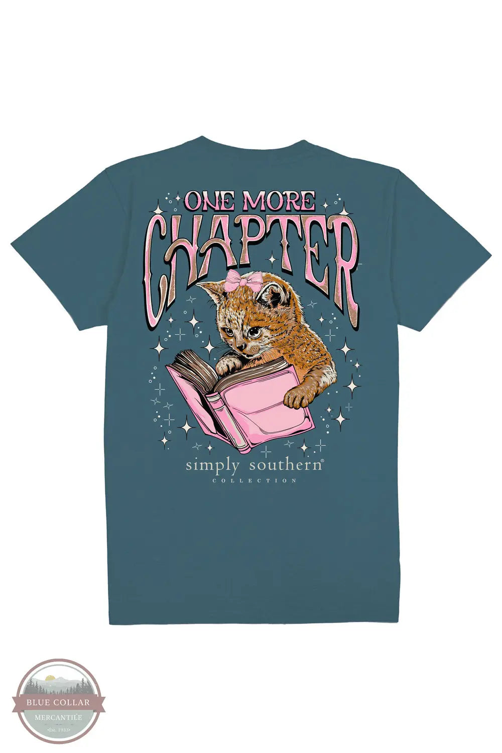 Simply Southern YTH-SS-CHAPTER-COMET One More Chapter Short Sleeve T-Shirt in Blue, rear