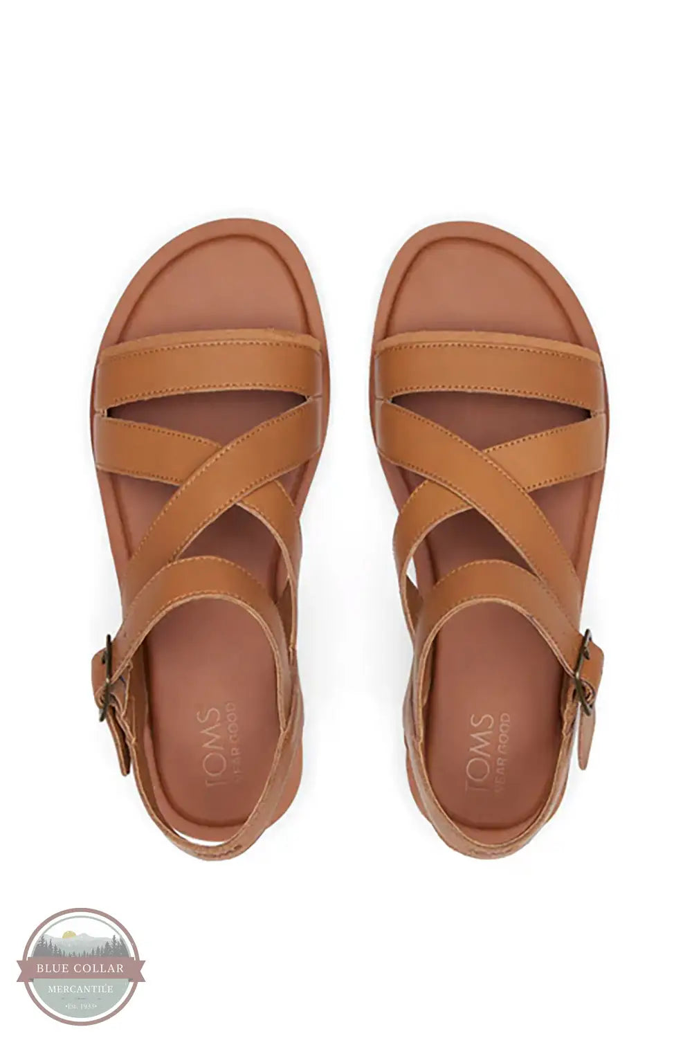 TOMS 10020808 Tan Leather Sloane Sandals, top