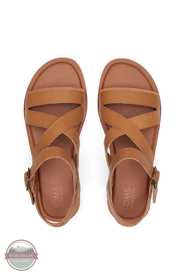 TOMS 10020808 Tan Leather Sloane Sandals, top